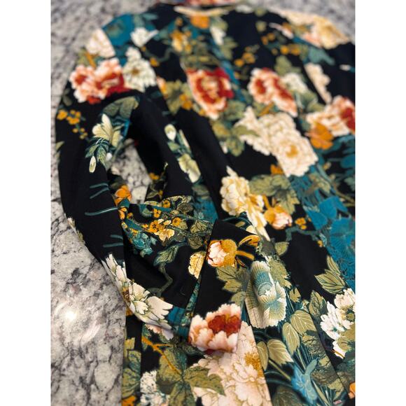 Chico’s floral ponte jacket size 1 with pockets blazer coat - Picture 15 of 15